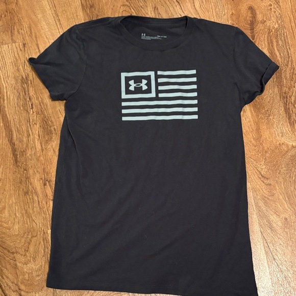 Under Armour Black Tee with Flag Logo - Picture 1 of 4